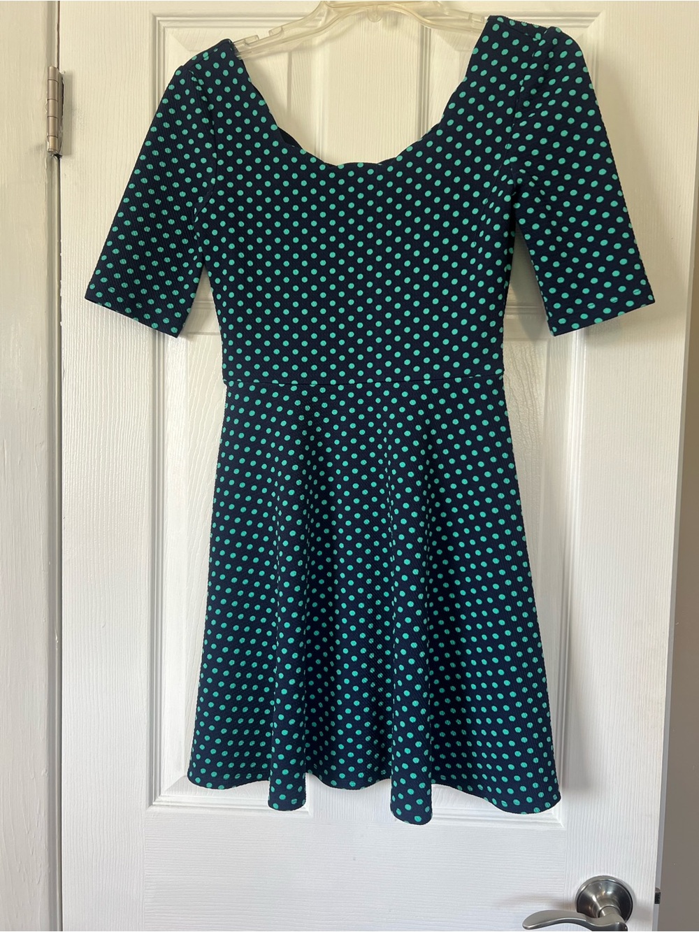 City Triangles Teal Polka Dot Fit-and-Flare Midi Dress